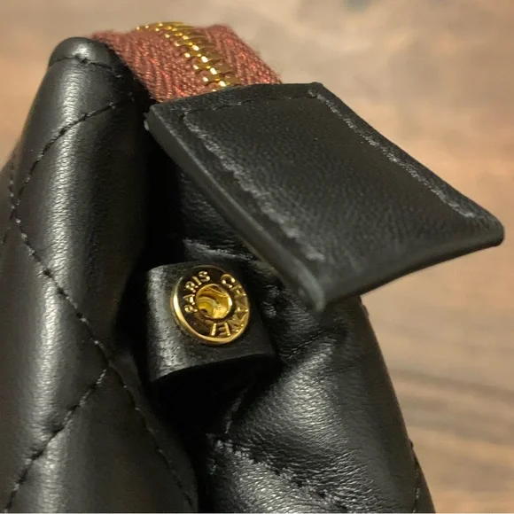 ❌SOLD❌ Chanel Black Quilted Lambskin Leather Classic Small CC Cosmetic Pouch Bag - Picture 11 of 16